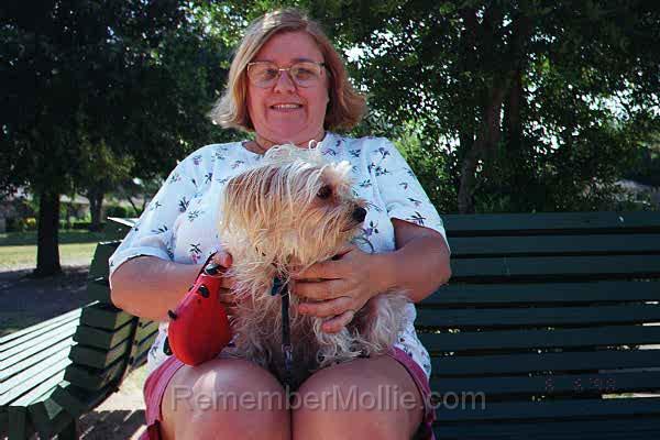 mollie2.jpg - With mom, still able to be on a leash, in the old neighborhood